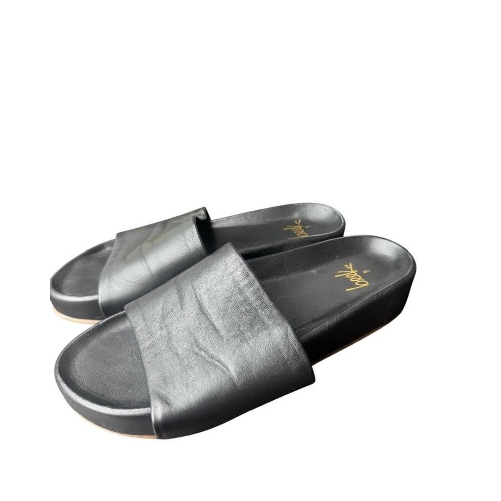BEEK Pelican Black Leather Platform Slide Sandal Women size 9 - Picture 3 of 5